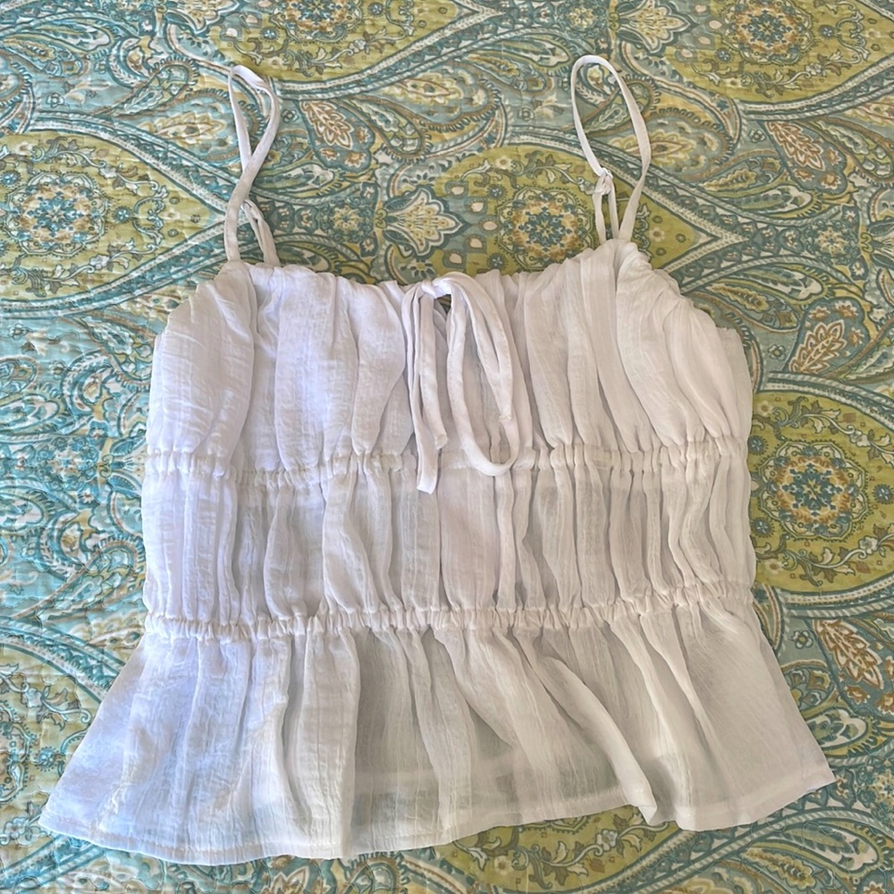 Dynamite dainty white skinny strap top. Gorgeous details, flattering fit.